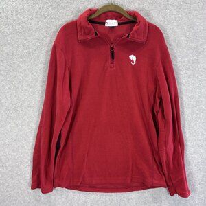 Elephant Head Red Fleece Pullover Jacket S 1/4 Zip Long Sleeve Alabama Roll Tide